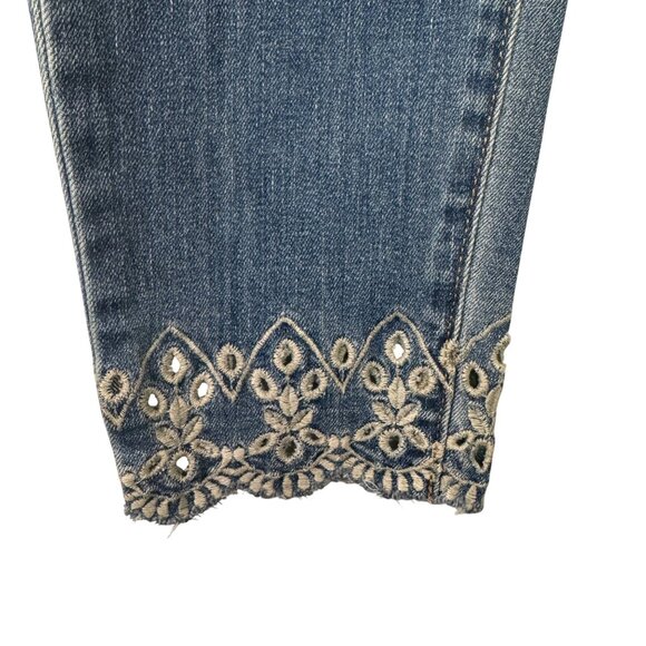 Loft Womens Skinny Crop Jeans With Embroidered Hem Size 24/00 - Picture 3 of 7
